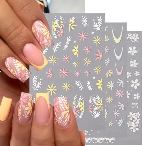 Vista 10 de RIICFDD 8 hojas de calcomanías para uñas del 4 de julio, autoadhesivas 3D de bandera de Estados Unidos para arte de uñas, calcomanías del día