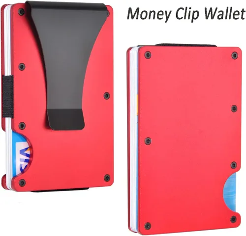 Vista 2 de Kenpal Cartera de metal minimalista con clip para dinero organizador de aluminio para tarjetas de crédito para hombres y mujeres Minimalista