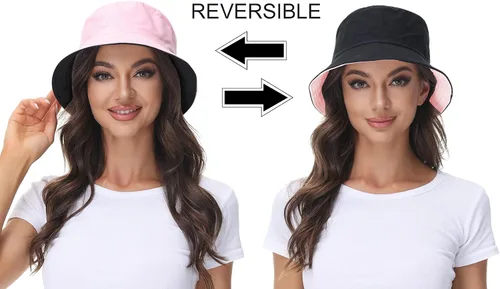 Vista 2 de Sombrero de pescador reversible para mujer, gorra de playa de verano para exteriores