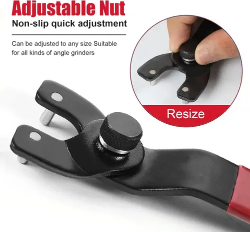 Vista 2 de Llave amoladora universal ajustable, acero al carbono para varias amoladoras angulares, llave para amoladora angular de 4, 5, 6, 7 y 9 pulgadas