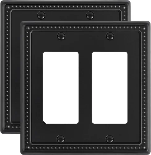 Vista 138 de Paquete de 2 cubiertas de placa de interruptor de luz de doble palanca, cubiertas decorativas de placa de doble interruptor Pearls, placa de pared