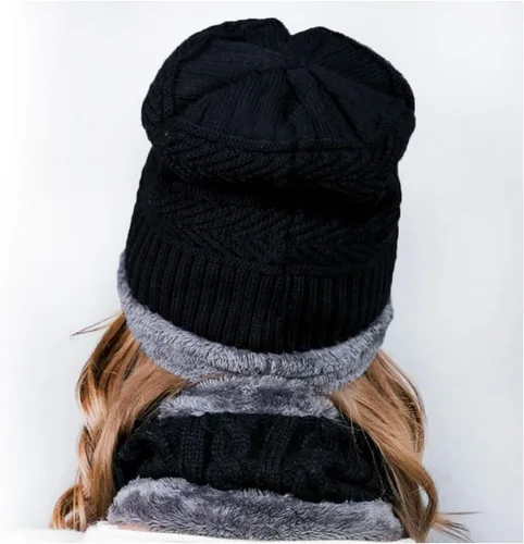 Vista 6 de Winter Knit Hat Scarf Neck Warmer Gloves Set for Women Knitting Hats Caps