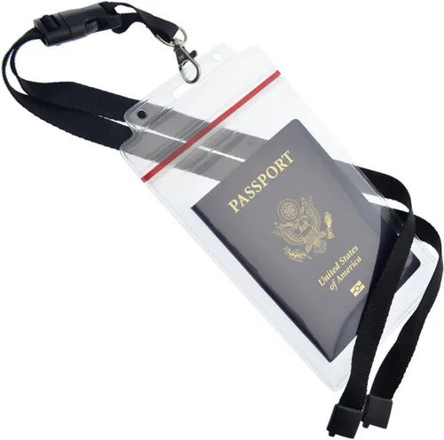 Vista 4 de Soportes para pasaporte – Paquete de 2 – Fundas resellables resistentes al agua y al desgarro y cordón de alta calidad – Inserto de 4 x 6 pulgadas