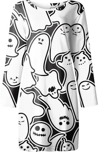 Vista 3 de Ropa de otoño para mujer, estampado de Halloween, casual, holgada, manga larga, ropa de vestir