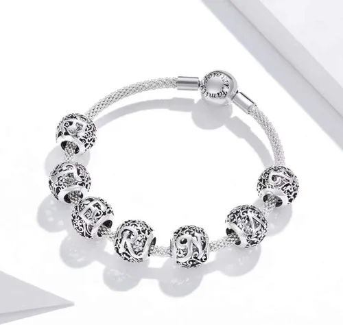Vista 4 de Presentski Dijes de plata de ley 925 para pulseras, collares, dijes del alfabeto con inicial, letras caladas, cuentas del alfabeto, letras A-Z