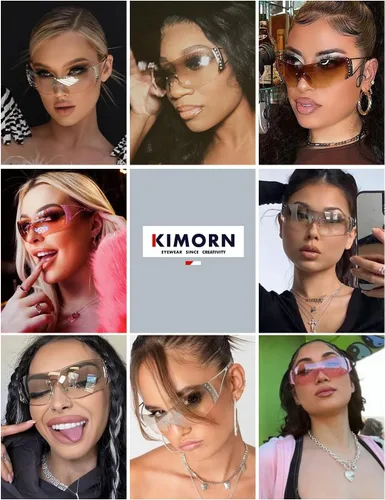 Vista 2 de kimorn Gafas de sol Y2K envolventes para mujeres y hombres, con escudo plano, tecnología futurista, sin marco, K1344