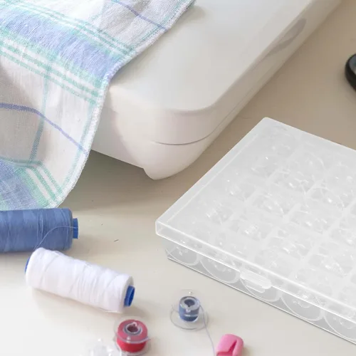 Vista 5 de 25 bobinas de coser bobinas con estuche bobinas de plástico para máquina de coser cantante