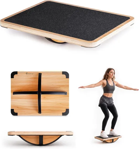 Vista 8 de StrongTek Wooden Balance Board, Basic Rocker or Advanced 360° Wobble Rotación extra grande avanzada de 360°