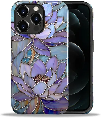 Vista 72 de ZHEGAILIAN Funda para iPhone 11, carcasa dura a prueba de golpes + silicona suave 2 en 1 híbrida, parachoques a prueba de caídas - Vidrio manchado