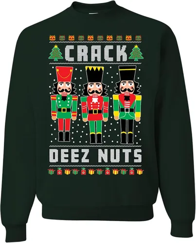Vista 23 de wild custom apparel Suéter feo de Navidad a la moda más reciente de la colección 3 sudadera de cuello redondo Negro