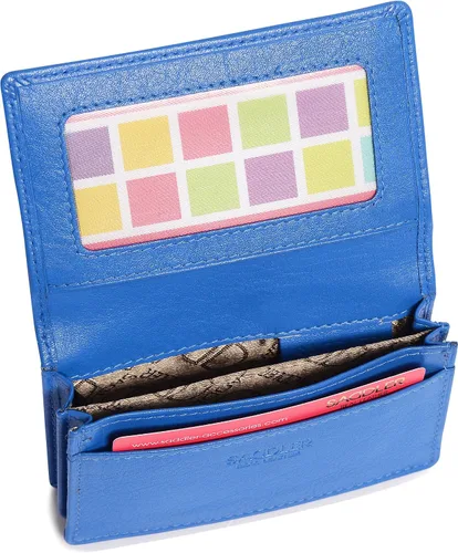 Vista 3 de SADDLER Lujoso tarjetero delgado de cuero para mujer, tarjetero de negocios, tarjetero para tarjetas de presentación, cartera para tarjetas