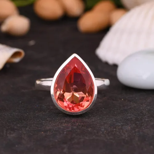 Vista 67 de PANOPLY Bio Pink Doublet Quartz Solid 925 Sterling Silver Ring for Women
