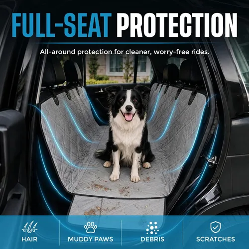 Vista 7 de Bulldogology - Funda de asiento de automóvil para perro, impermeable, resistente, hamaca para perro de banco, protector de asiento trasero contra
