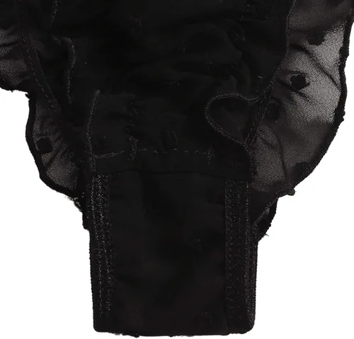 Vista 5 de SheIn Conjunto de lencería de malla Dobby con ribete de volantes para mujer