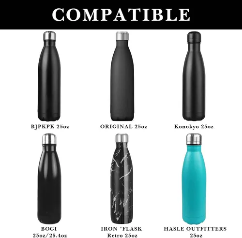 Vista 3 de Linkidea Paquete de 2 botas de silicona negra con forma de cola de 25 onzas, compatibles con botellas de agua originales, BJPKPK, Konokyo, Bogi