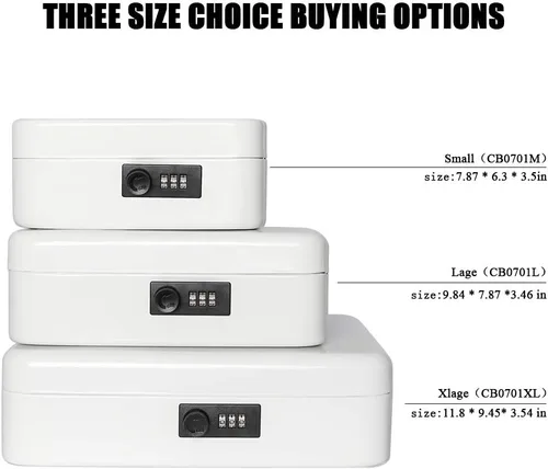 Vista 5 de Jssmst - Caja fuerte grande con cerradura con combinación, metálica y duradera, con bandeja para dinero en efectivo, color rosado