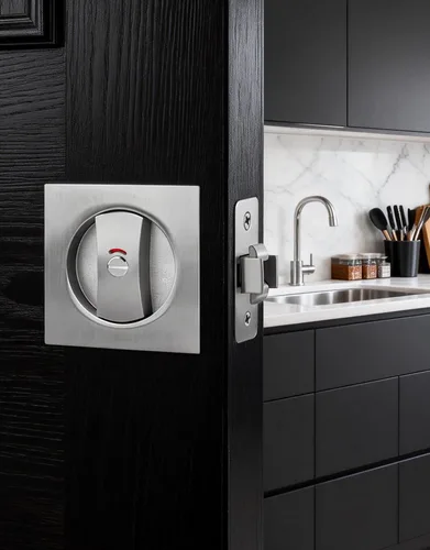 Vista 2 de Lethato Hardware de bolsillo para puerta, cerradura de puerta de bolsillo con indicadores, pestillo de puerta de bolsillo, puerta de bolsillo