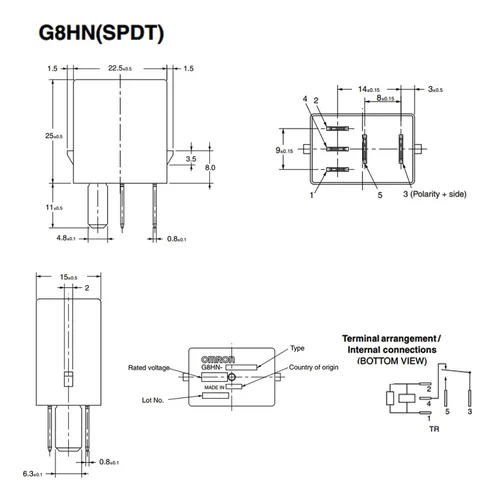 Vista 8 de G8HN-H86 12VDC 5Pins 1 Forma C Conexión Rápida Micro Iso Relés Automotrices Compatible con 39792-SDA-A01