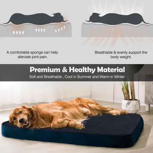 Vista 3 de Cama para perros extragrandes, colchón ortopédico de espuma Jumbo XL para perro, cama de dormir para mascotas de 47 pulgadas, parte inferior Gris