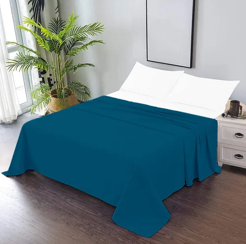 Vista 24 de Soft Aqua - Sábana encimera de tamaño individual 100% algodón satinado, 600 hilos, calidad de cama, sábana encimera, fresca y lisa, solo una sábana