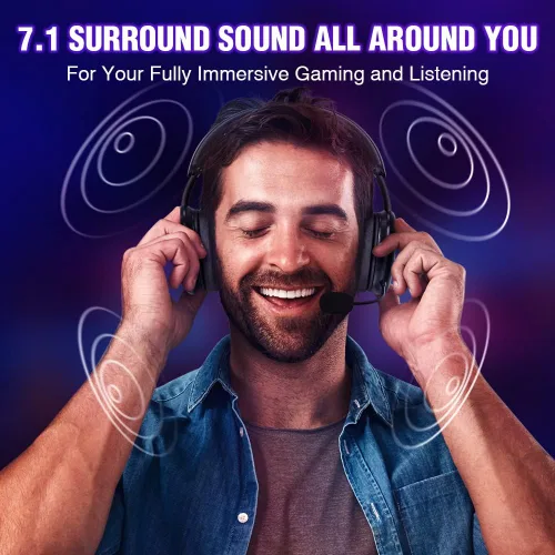 Vista 7 de WolfLawS TA82 Auriculares inalámbricos para juegos con micrófono desmontable con cancelación de ruido para PS5 PS4 PC, auriculares USB de 2.4 GHz