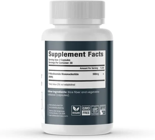 Vista 10 de Rendimiento celular NMN – 500 mg de mononucleótido de nicotinamida para apoyo de NAD+, energía celular y recuperación – Suplemento de longevidad
