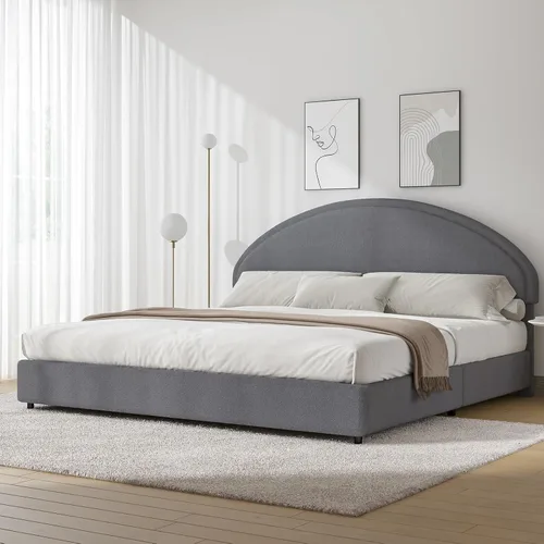 Vista 13 de Base de cama REVOMINCA tamaño Queen, base de cama tapizada de plataforma con cabecero, cama de plataforma suave con esquinas redondas, no se Dgery