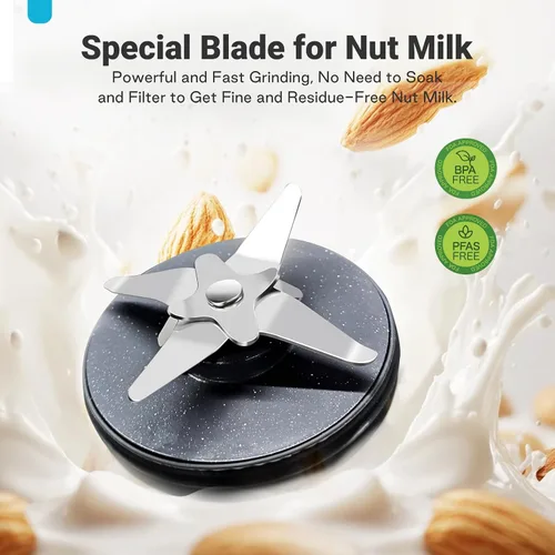 Vista 5 de Máquina para fabricar leche de nuez de 50.73oz: Máquina automática de leche de soja 12 en 1 con diseño desmontable, jugo casero, almendras, leches