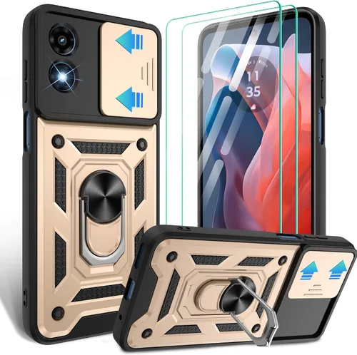 Vista 31 de Gritup Funda para Moto G Stylus 5G-2021 con cubierta deslizante para cámara 1 paquete de protectores de pantalla HD Soporte de metal giratorio
