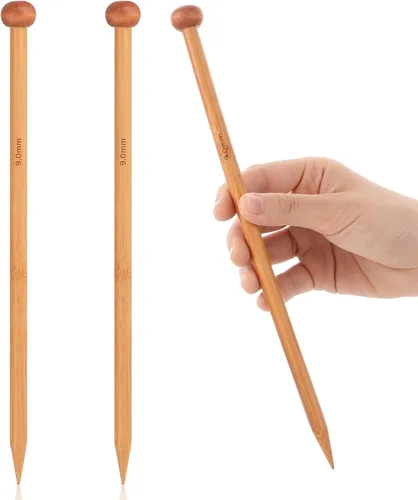 Vista 13 de 2 agujas de tejer de bambú de 0.177 in de largo, agujas de tejer de madera de 10 pulgadas de largo, para principiantes, calcetines, bufandas, hechas