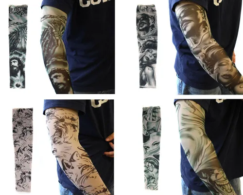 Vista 3 de Paquete de 20 piezas de mangas de tatuaje temporales falsas de Monster Art Body Art Accesorios - Designs Tribal, Dragon, Skull, etc.