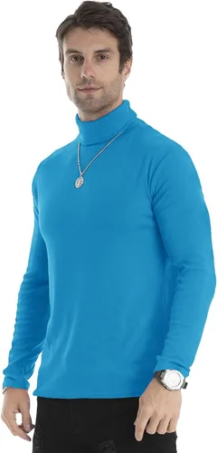 Vista 48 de Camiseta de manga larga para hombre, ajustada, ligera, con cuello de tortuga