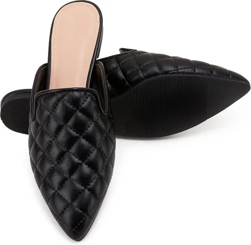Vista 3 de Sandalias planas trenzadas con punta puntiaguda para mujer, sin espalda, tacón bajo, con corte casual