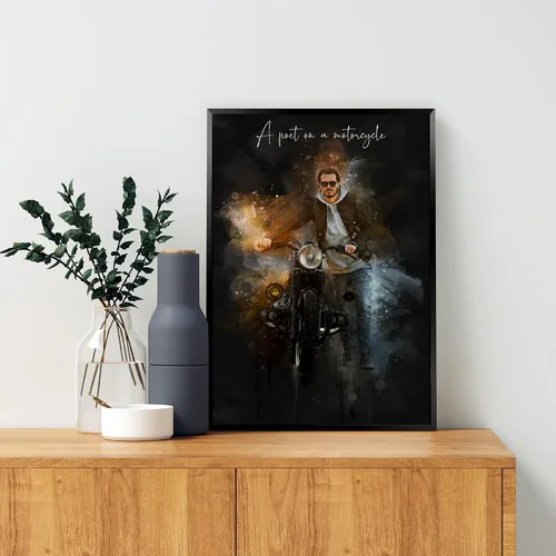 Vista 2 de Awesometik Arte de acuarela personalizado para motocicleta con fondo oscuro, retrato de bicicleta en acuarela, regalo para entusiastas