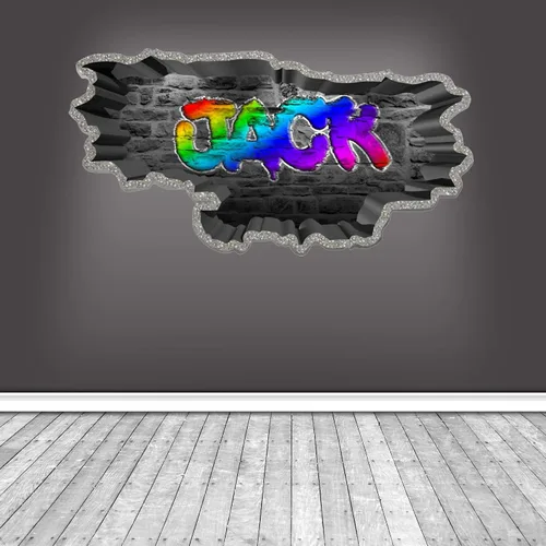 Vista 5 de Calcomanía de pared de graffiti con borde de hormigón profundo, calcomanía de vinilo personalizada (MYS107-S)