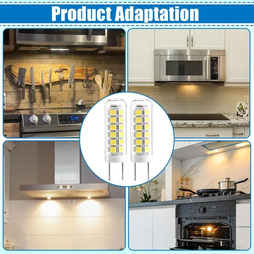 Vista 4 de Paquete de 2 bombillas LED G8 para microondas GE, 3 W, 120 V, 330 lúmenes, luz diurna 6000 K, reemplazo halógeno regulable de 25 W, compatible