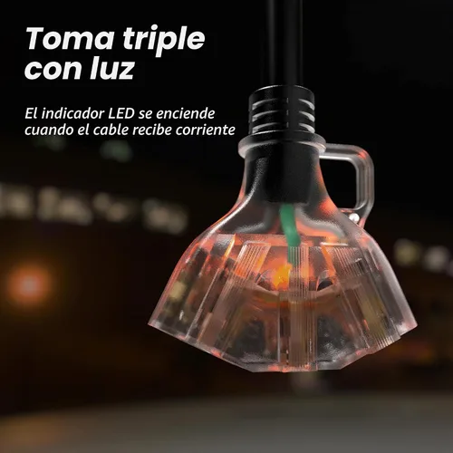 Vista 6 de PlugSaf Cable de Extensión para Exteriores de 50 Pies Calibre 16/3 con Múltiples Tomacorrientes Indicador de Luz, Cable de Extensión Flexible de 3