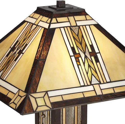 Vista 7 de Franklin Iron Works Drake Mission Collection 25 1/2" de alto, lámpara de mesa estilo Tiffany de estilo granja rústico sudoccidental, luz nocturna