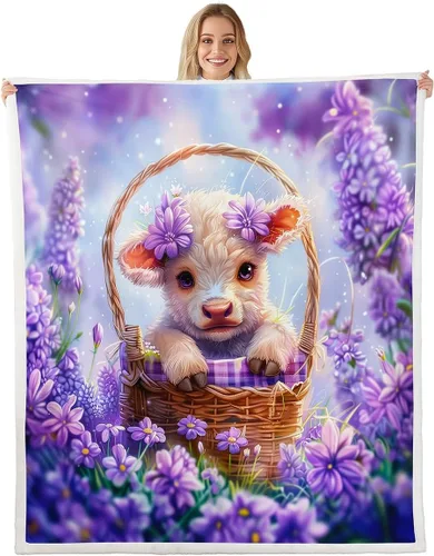 Vista 16 de Manfei Cute Cat Kids Throw Blanket Flower Heart Print Fuzzy Blanket for Boy Girls Room Decor, Kawaii Animal Theme Blanket for Bed Couch Sofa, Soft