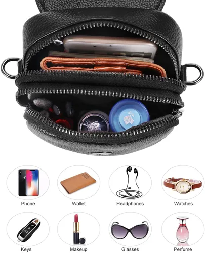 Vista 6 de XEYOU Cartera pequeña para mujer de cuero genuino ligero cruzado