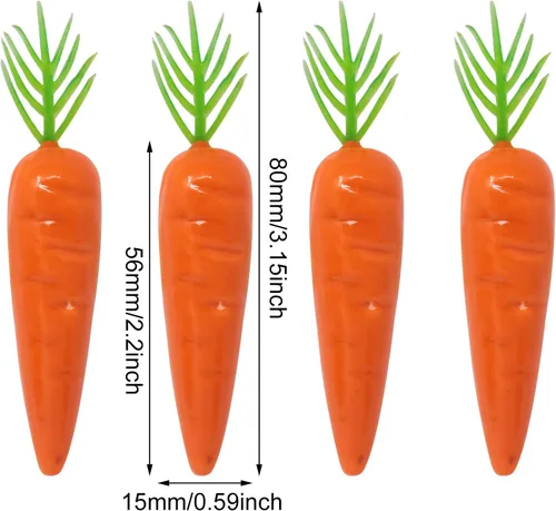 Vista 2 de Honbay 50 piezas de mini zanahorias artificiales de espuma, modelos de zanahorias pequeñas falsas, conejo, zanahorias y verduras para manualidades