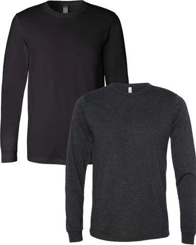 Vista 171 de Canvas Filmore 3501 - Camiseta de 4.2 onzas para hombre manga larga (1) Ceniza + (1) Jaspeado atlético