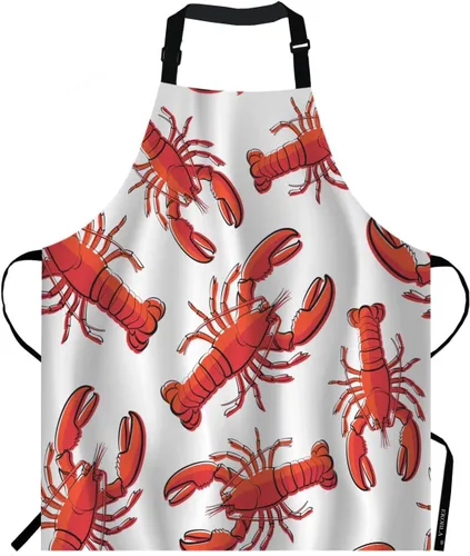 Vista 14 de EKOBLA Delantales de mariposa bordados de hojas coloridas, animales, linda, naturaleza, hermoso, impermeable, resistente, chef, cocina, barbacoa