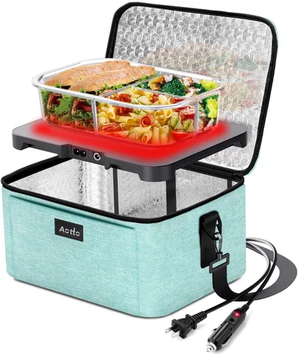 Vista 10 de Aotto Horno Portátil, Lonchera Eléctrica Calentador de Alimentos - 12V/24V/110V 3 en 1 Calentador de Alimentos para Coche - Mini Microondas Personal