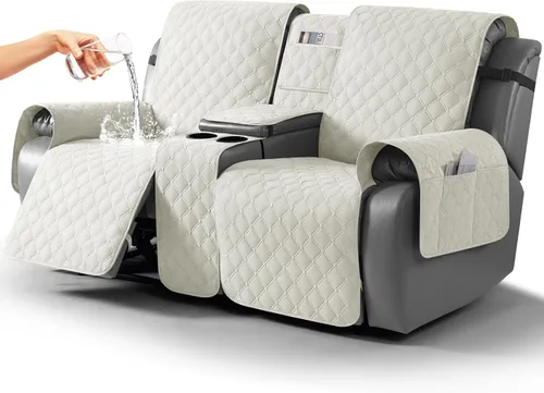 Vista 19 de TAOCOCO Funda para Sillón de Dos Plazas Reclinable 100% Impermeable con Consola Central, Funda de Sofá Reclinable Reversible para 2 Asientos