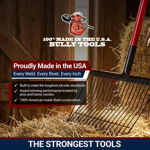 Vista 2 de Bully Tools Herramienta de horquilla de parada, horquilla de acero resistente de 18 resortes con mango largo de fibra de vidrio, ideal