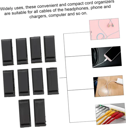 Vista 2 de Hemobllo Ganize Your Desk - 10 clips organizadores de cables autoadhesivos para auriculares, cables de cargador de teléfono