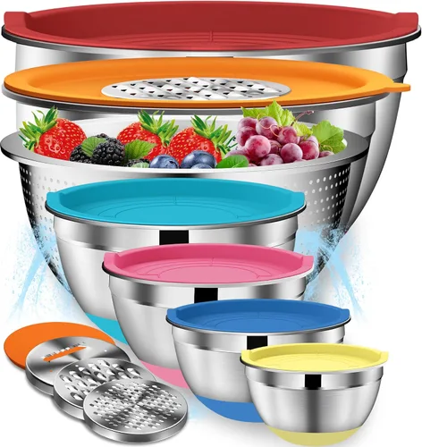 Vista 13 de DUTZUN Stainless Steel Mixing Bowls with Airtight Lids Set of 5, Black Best Kitchen Gifts for Mixing, Baking, Prep, Salads, Serving, Cooking