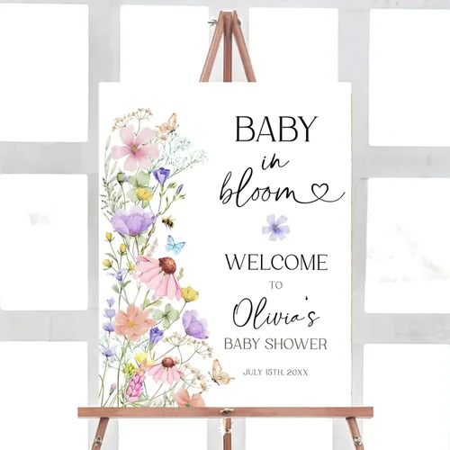 Vista 5 de Letrero de bienvenida para baby shower, personalizable, tema Berry Sweet, varios tamaños