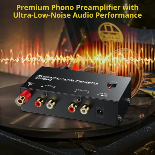 Vista 4 de PROZOR Pre amplificador para tocadiscos Audiophile M/M Phono Negro